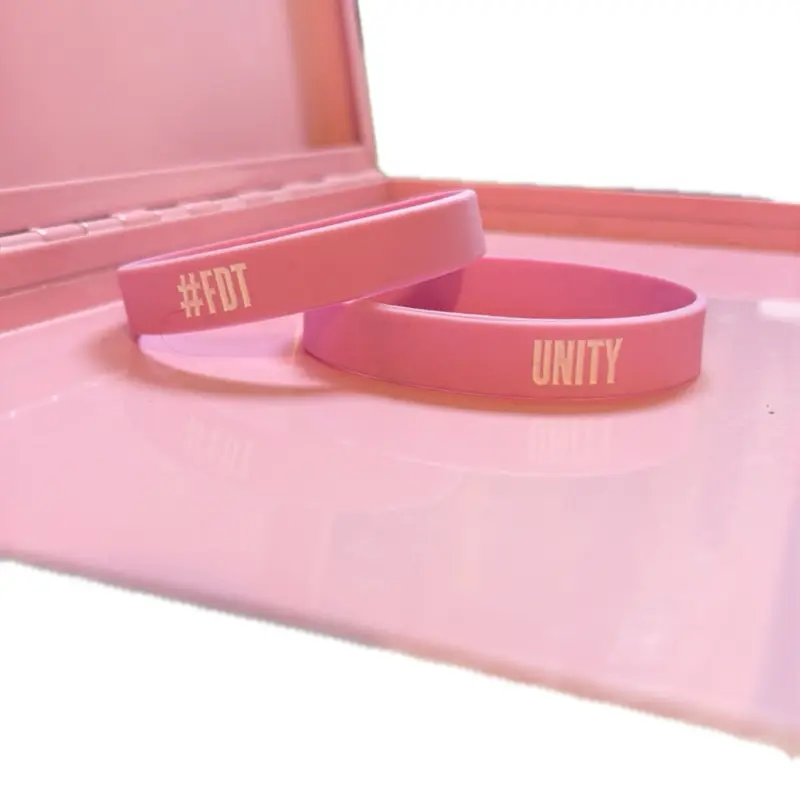 #FDT ON THE OUTSIDE!!Pink Unity Bracelet with a Twist - Pink Color, #FDT & UNITY Design, Comfortable Fit for Everyday Wear