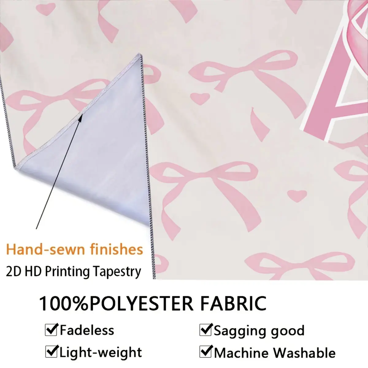 Pink Bow Heart Wall Tapestry, Custom Initial Sweet Print, Soft Decorative, Ideal for Girls Bedroom Living Room Wall Decor Pink Bow Heart Wall Tapestry, Custom Initial Sweet Print, Soft Decorative, Ideal for Girls Bedroom Living Room Wall Decor