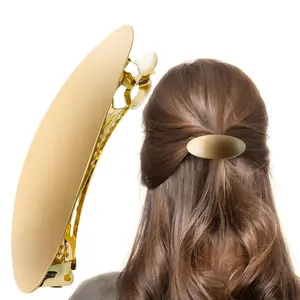 Barrettes For Women - 3inch Oval Vintage Metal Hair Clip - Gold Hair Barrette For Long Thick Hair - Prom & Formal Events
