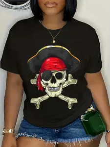 100% Cotton Unisex Skull & Crossbones Pirate Halloween Costume Buccaneer Gifts T-Shirt
