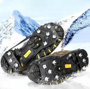 Outdoor Mountain Climbing Snow Anti Slip 8-Tooth Shoe Studs Ice and Snow Grip Anti Slip Ice Claws Stainless Steel Shoe Studs for Cycling Walking Rock Climbing Fishing and Ice Sports