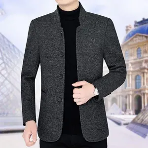 Men's wool collar jacket, autumn and winter casual jacket, thick lined men's top