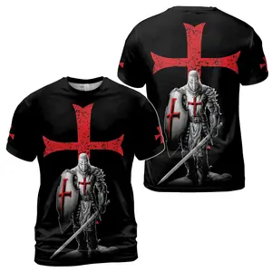Knight Templar Knight Warrior Red Jesus Cross Men's T-shirt S-5XL