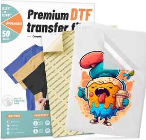 DTF Transfer Film, 50 Sheets 8.5"*11" DTF Paper with  Printing Pad for All Sublimation&DTF Printers,DTF Film for Sublimation Hack,Upgraded  Direct to Film for All Fabrics