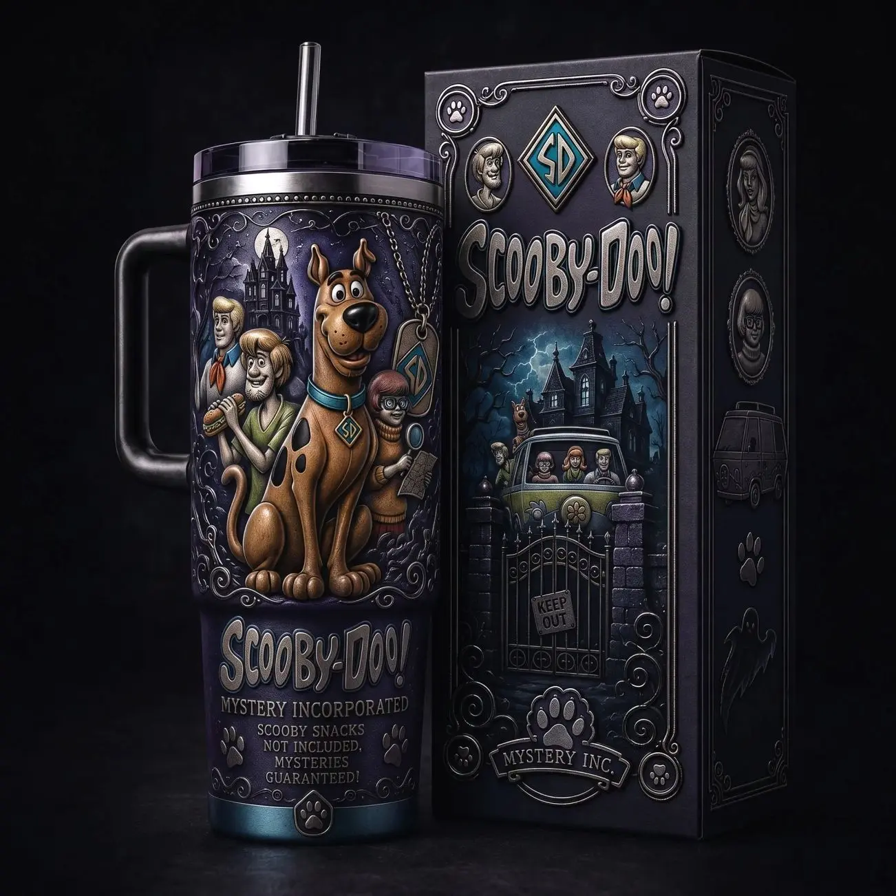 Scooby-Doo #2 Halloween 40oz Premium Stainless Steel Tumbler With Handle , Scooby-Doo Inspired Design, Insulated Travel Mug, Halloween Gift for Horror, Halloween Collector Tumbler, Spooky Season Drinkware