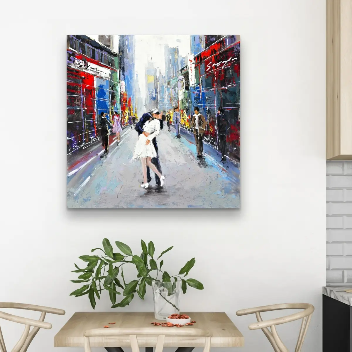 360 Stand Times Square Kiss Artwork Photo Print - 32x32 in. Wall Art Painting, Vintage Wall Art, Bedroom Home Decor (Home Supplies, Posters & Prints)
