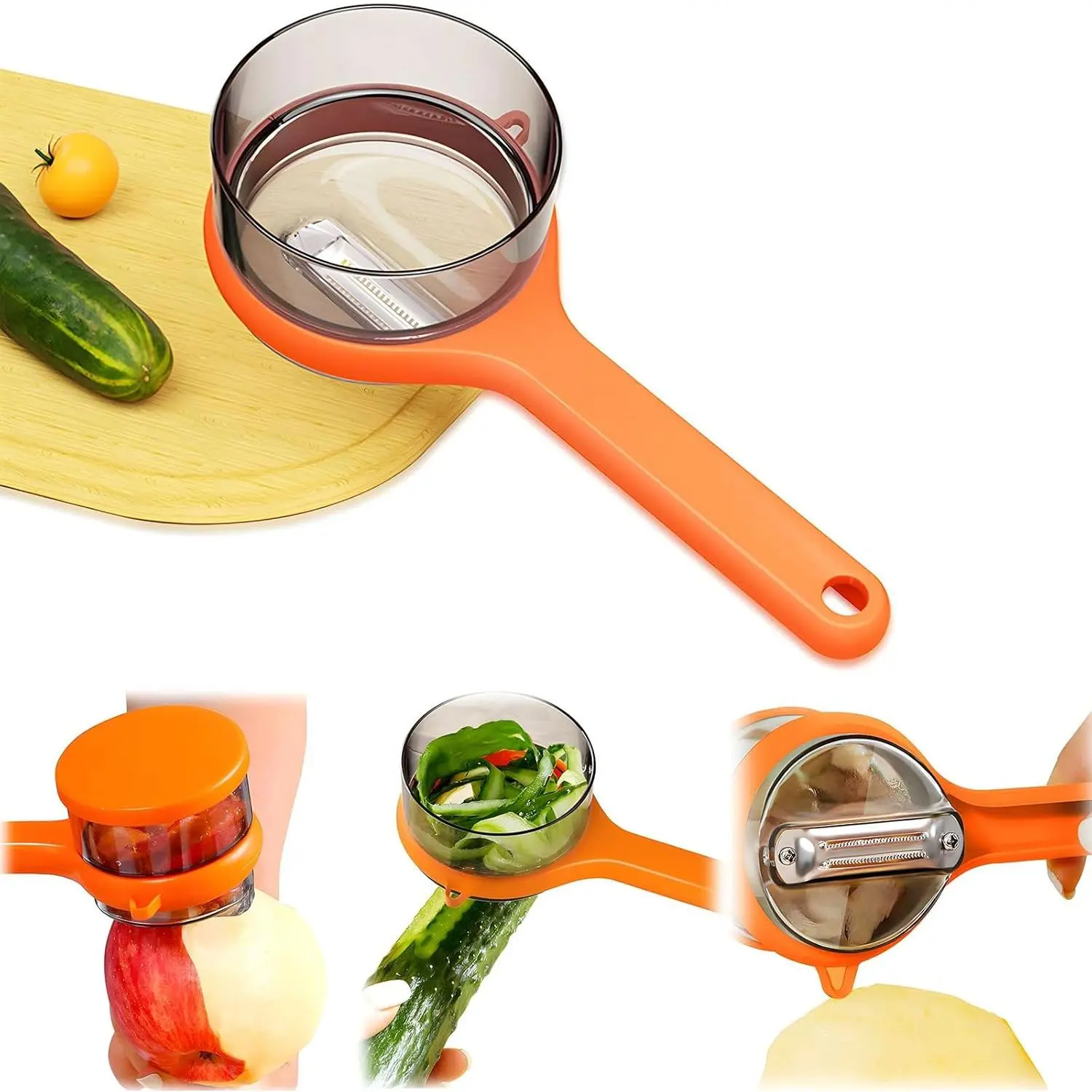 Double-Sided Stainless Steel Fruit Vegetable Peeler with Storage Box, Fruit Peeler Utensils for Orange Prep (Kitchen Tool)
