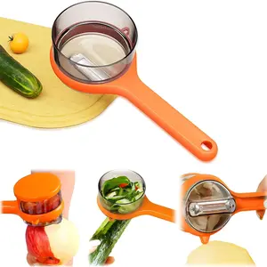 Multifunctional Fruit Vegetable Peeler with Storage Box Double-Sided Stainless Steel Kitchen Tool Orange