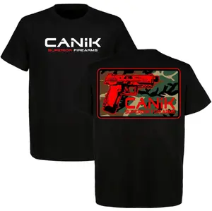 Canik Superior Firearms Tactical T-Shirt, Camo Graphic Gun Enthusiast Tee, Mens Black Short Sleeve Cotton Shirt, Military Style Apparel, Outdoor Shooting Gear, Gift for Men