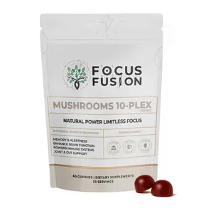 Focus Fusion All-Organic Mushroom 10-Plex – Premium Adaptogenic Mushroom Gummies with Lion’s Mane, Reishi, Chaga, Cordyceps, and Turkey Tail for Focus, Energy, Immunity, Memory & Brain Health – Vegan, Non-GMO, Made in USA | Natural Mix Berry Flavor 60 Ct