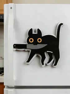 1pc  Cartoon Black Cat Refrigerator Magnet, Black Knife Cat Magnet, Stylish Refrigerator Decoration, Home Decor Accessory, Refrigerator Magnet Ornament, Fridge Magnet, Decorative