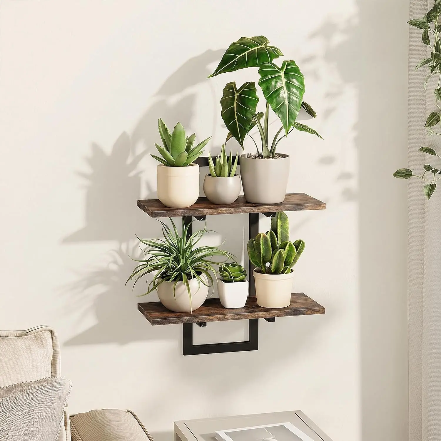 Bamworld Floating Shelves for Wall Planters Indoor Hanging Plant Shelves | Plant Holder Wall Decor Plant Stand Indoor for Plant Hangers Indoor for Living Room Bedroom Bathroom