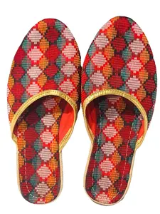 Nepali Dhaka Fabric print close toe shoes/sandals/slip-ons  for women in 2 different patterns in Size 7