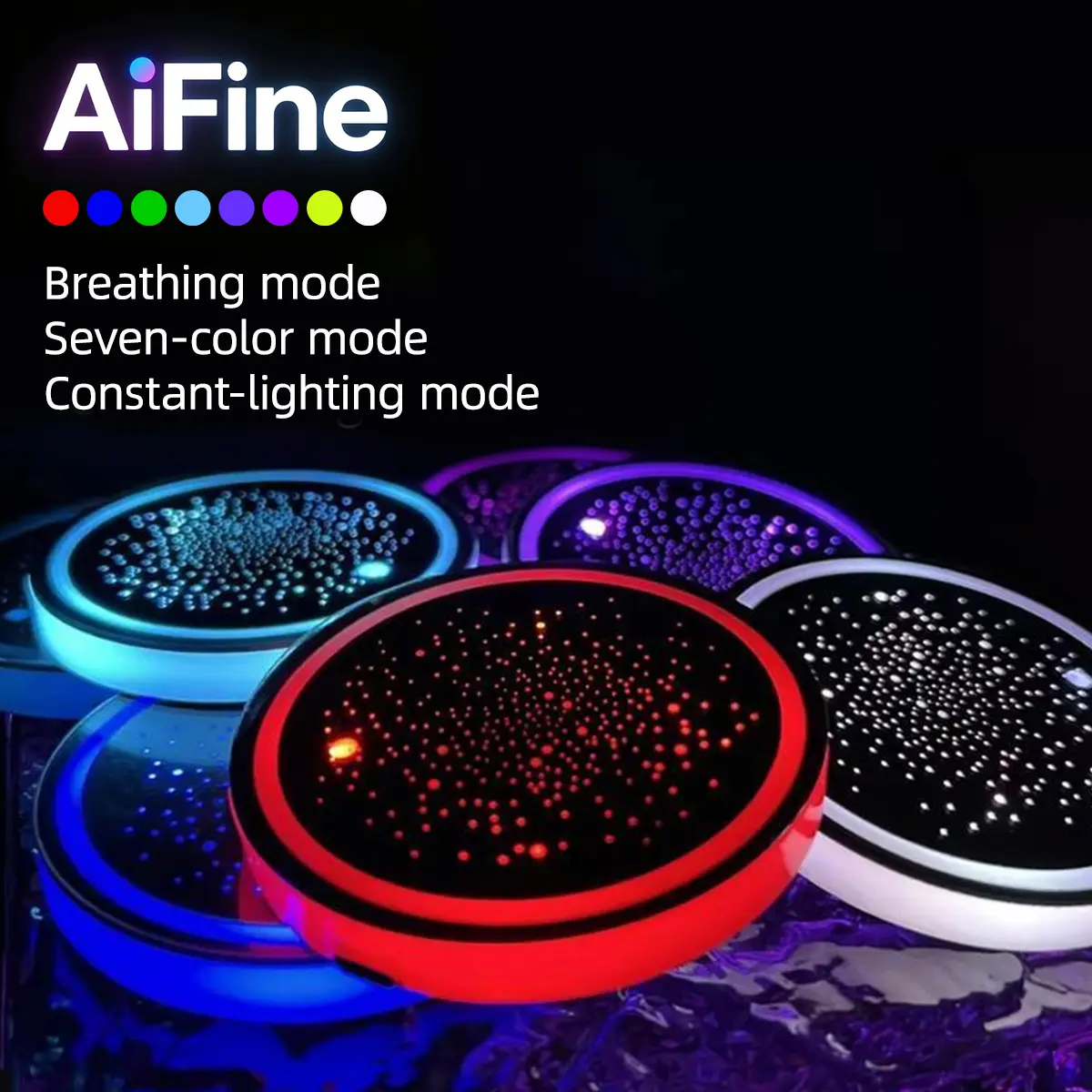 【SummerFinds】AiFine Car-mounted LED Lighted Cup Holder - Rechargeable Color-Changing Cup Rack Lamp - Youth Car Interior Aesthetic Accessories