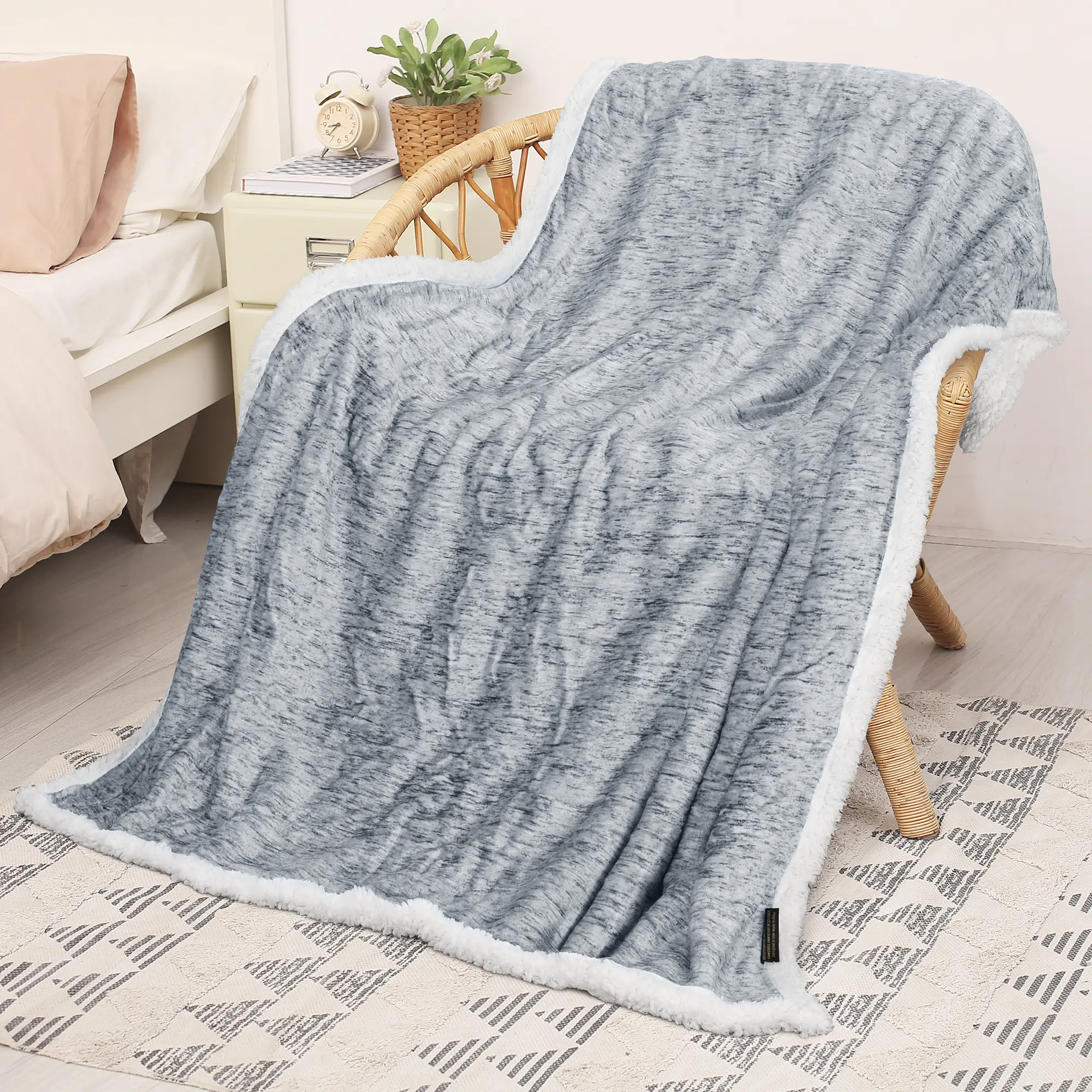 Catalonia Sherpa Plush Fleece Blanket, Super Soft Fluffy Fuzzy