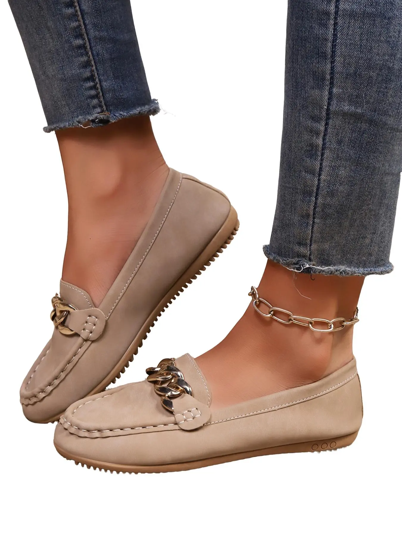 Women's Casual PU Leather Loafers, Lightweight Soft Sole Slip-On Shoes, All-Season Breathable Design, Elegant Patchwork Style, Flats