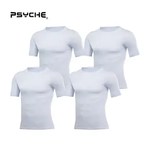 PSYCHE 4-Pack Men's Compression Shirt - Cool Dry Short Sleeve Base Layer Athletic Workout Tee, Sweat-Wicking Ultra-Breathable Muscle Support