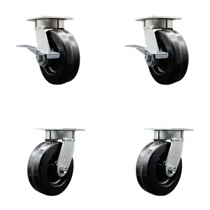 Service Caster SCC-KP30S620-PHR-SLB-BSL-2-BSL-2 Kingpinless Phenolic Swivel Top Plate Caster with 6 x 2 in. Black Wheels - 4800 lbs Capacity - Set of 4