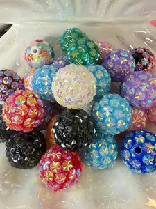 R43- (5PCS) 20mm Multi-Color STAR GALAXY AB Shimmer Color Bubblegum Acrylic Rhinestone Beads for DIY