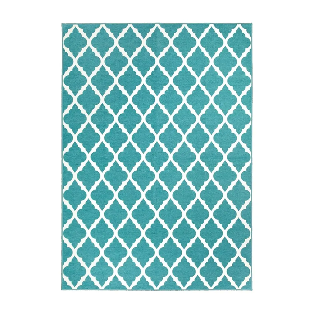 Moroccan Trellis Geometric Crystal Art Polyester Fiber Rectangle Area Rug (RUG-361441WEB), 5x7 ft. Teal Indoor Rug - Machine Washable, Easy Wash Care for Bedroom & Living Spaces, 5 X 7 Ft.