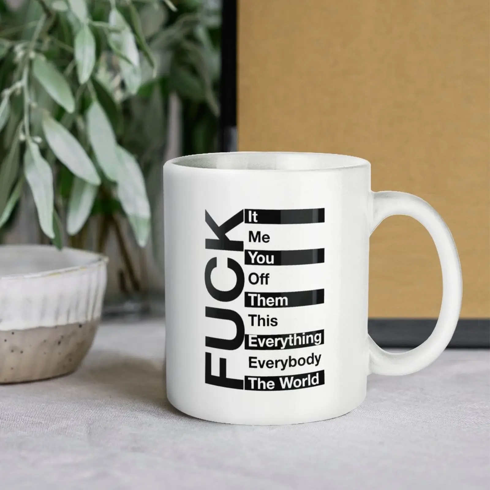 F*ck List Mug 11oz, Funny Sarcastic Coffee Cup, Office Humor Gag Gift Mug, Viral Novelty Mug for Coworkers & Friends