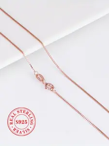 S925 Sterling Silver Rose Gold for Women & Girls, Elegant Box Chain Necklace, Durable Box Necklace for Daily Wear, Perfect for Stackable and Gift, Pendant Chain