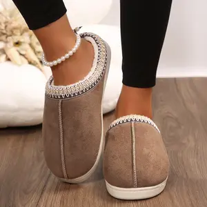 Women's Plush Fleece Lined Slippers - Comfortable Indoor Home Shoes Outdoor Shoes  Winter Warm Mini Snow Boots