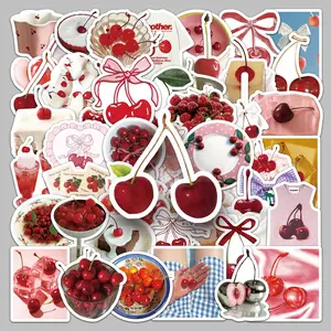 50pcs cartoon cherry wind creative stickers diy phone case suitcase flat refrigerator glass waterproof stickers