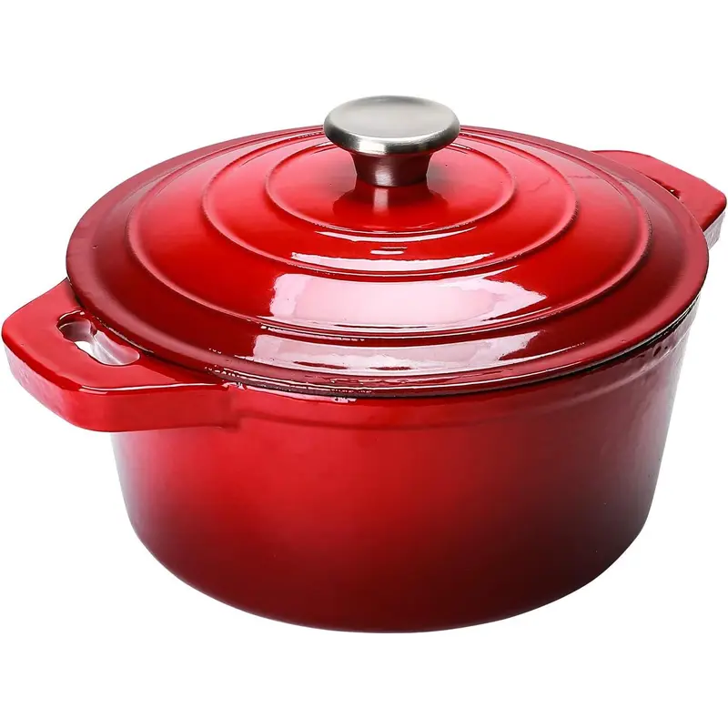 【Black Friday Deals】5 QT Enamelled Cast Iron Dutch Oven Pot with Lid - Durable Kitchen Cookware, Dual Handles, Special Circular Shower Design, Heat Preservation, Large Capacity, Ideal for Braising, Cooking, Family Gifts, Gifts for Family