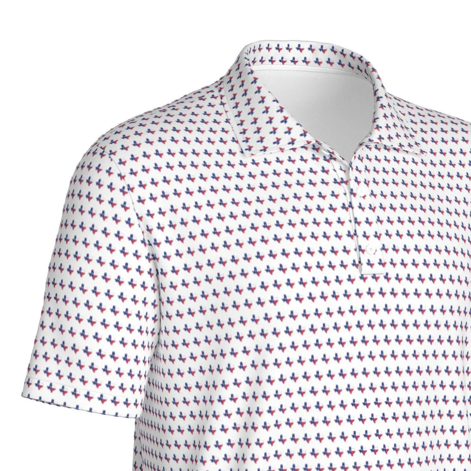 Texas Flag Pattern Golf Polo Shirt | Men's Athletic Performance Collared Shirt | Perfect for Golf or Pickleball