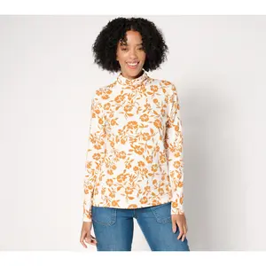 Isaac Mizrahi Live! Printed Long-Sleeve Turtleneck