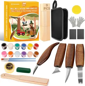 Wood Carving Kit, Pcs Wood Carving Tools with Paint and Beewax, Wood Whittling Kit with Pcs Whittling Knives & Storage Bag for Beginners and Enthusiasts