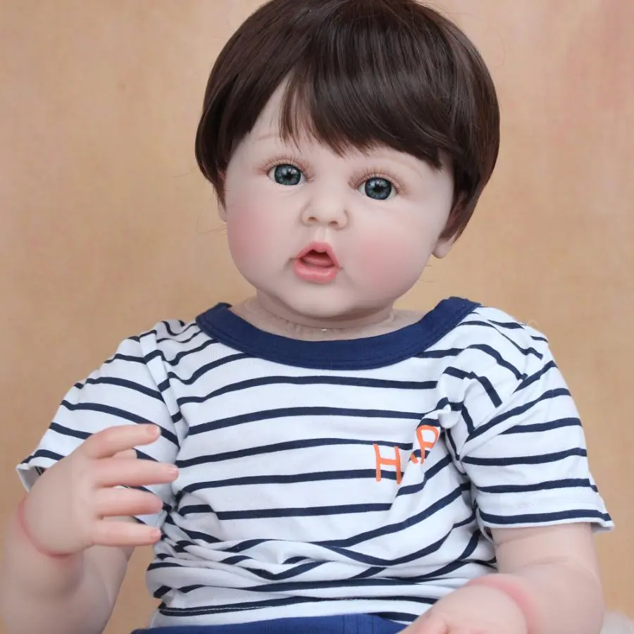 TopLink 24inch 60cm Soft Vinyl Reborn Toddler Boy Doll For Girl Cloth Body Baby Lovely Birthday Gift Play House Toy Gorgeous Doll Lifelike Realistic Newborn Softdolls Soft Stuffed Figure, Realistic Soft Dolls