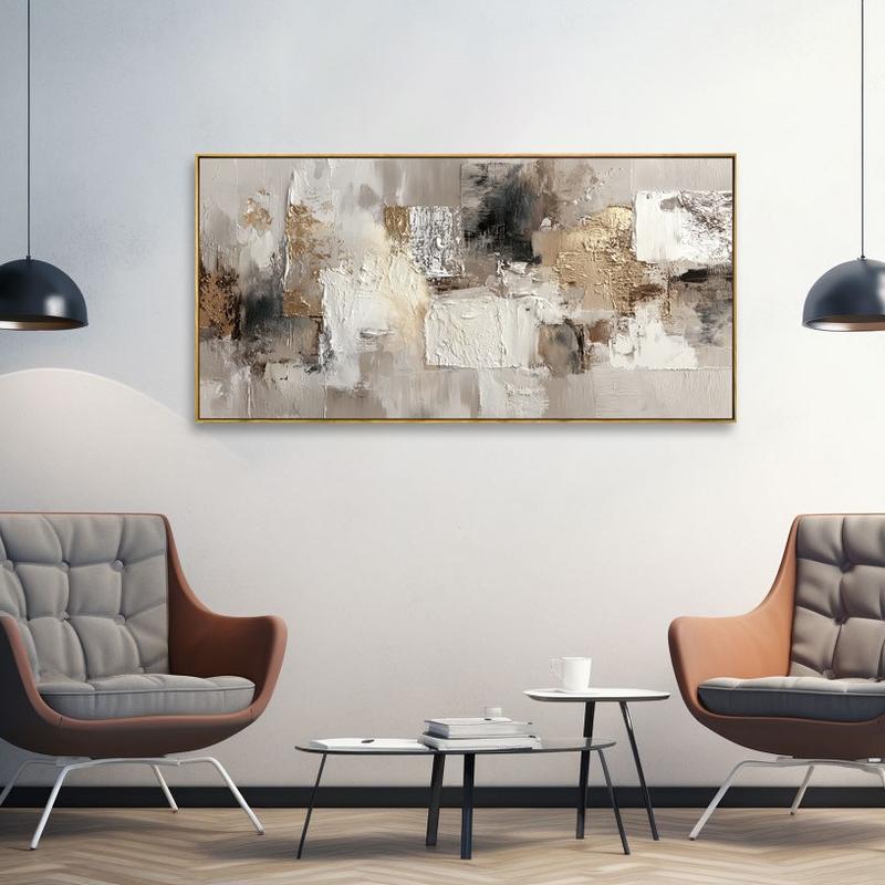 Modern Abstract Wall Art 20x40 Inch – Framed Canvas Print in Gray, White, and Black Tones , Ready to Hang with Solid Wood Frame – Ideal for Contemporary, Upscale Living Rooms, Bedrooms, or Sophisticated Interiors