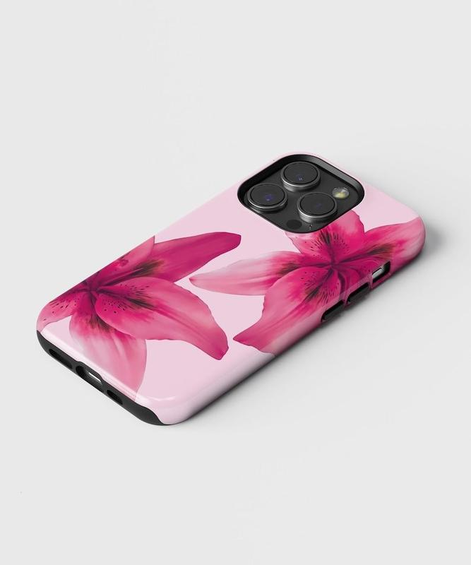 TIGER LILY Tough Designer Case – Pink Flower Phone Case | iPhone 11 12 13 14 15 16 X XR XS Pro Max Plus