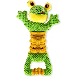 Tug , Durable   for Large Breed, Tug of War  Squeaky Toys, Stuffed Plush   with Crinkle Paper for Small, Middle, and Big Dogs(Frog)