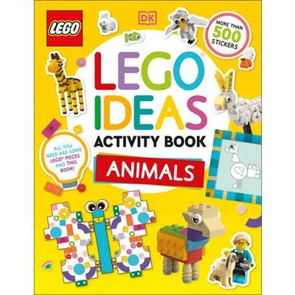Lego Ideas Animals Illustrated Activity Book - English Unisex Children's Interactive Learning Book with Lego Building Activities, 500+ Stickers, Fun Facts, 0.75 lbs, 10.9" h x 8.4" l x 0.6" w - DK Paperback