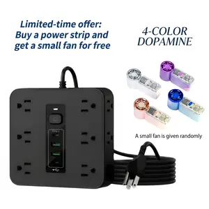 Surge Protector Power Strip 6ft Extension Cord 12 Outlets 4 USB 2 Type-C Charging Ports US Plug Lightweight Travel Friendly Dorm Room Essentials Universal Socket Usb Multi Plug
