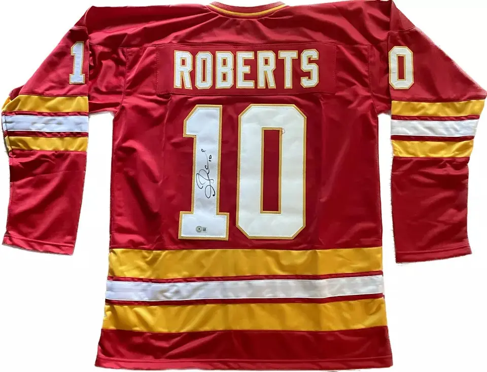 Gary Roberts Hockey Autographed Flames Custom Jersey with Beckett COA