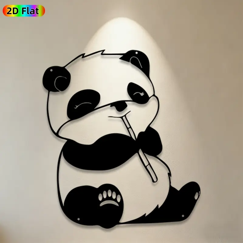 1pc Panda Metal Wall Art,Cute Panda Statue Mural,Ideal Gift for New Year,Easter,Panda Decor Enthusiasts,Rust-Resistant Metal Wall Decor Wall Sculptures,Perfect for Indoor Wall & Outdoor Fence Panda Enthusiasts