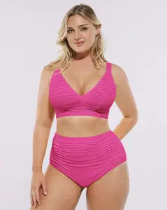 Shapellx Smart Sculpt Ruched V-Neck Bikini Top & High-Waisted Bottom Set Sales