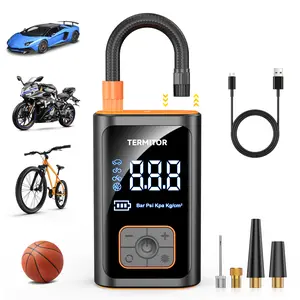 Tire Inflator Portable inflatable Wireless Electric Air Compressor Power Bank Ball Pump for Sports 150PSI Cordless Air Pumpwith Digital Pressure Gauge, Emergency LED Light for Car, Motorcycle, Bicycle Balls and Tires deflator