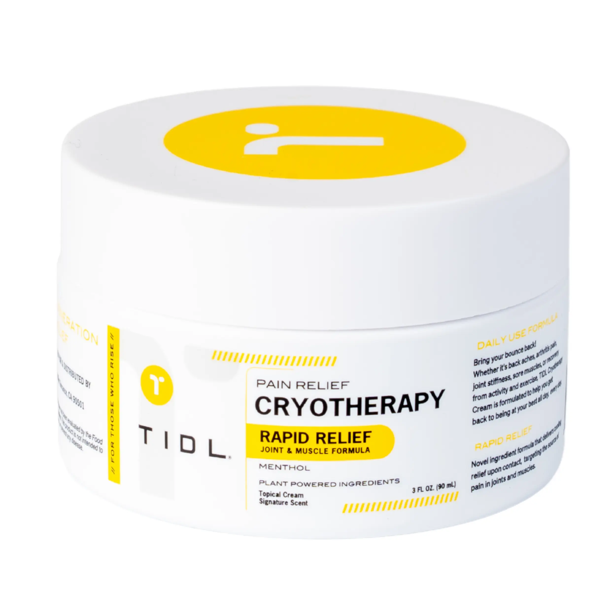 TIDL Plant Powered Performance Cream - Deep Tissue Muscle Relief Rub. Fast Absorbing Menthol Formula for Joint Pain, Stiffness & Athletic Recovery. Non-Greasy & Targeted Application. 3 oz (85g)