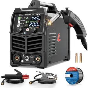 145A MIG Welder, 3 in 1 Welder FLUX MIG/Lift TIG/ARC Multi-Process Mig Welder, 110V Welding Machine, Flux Core Welder Welder Machine 110v with LCD Large Screen