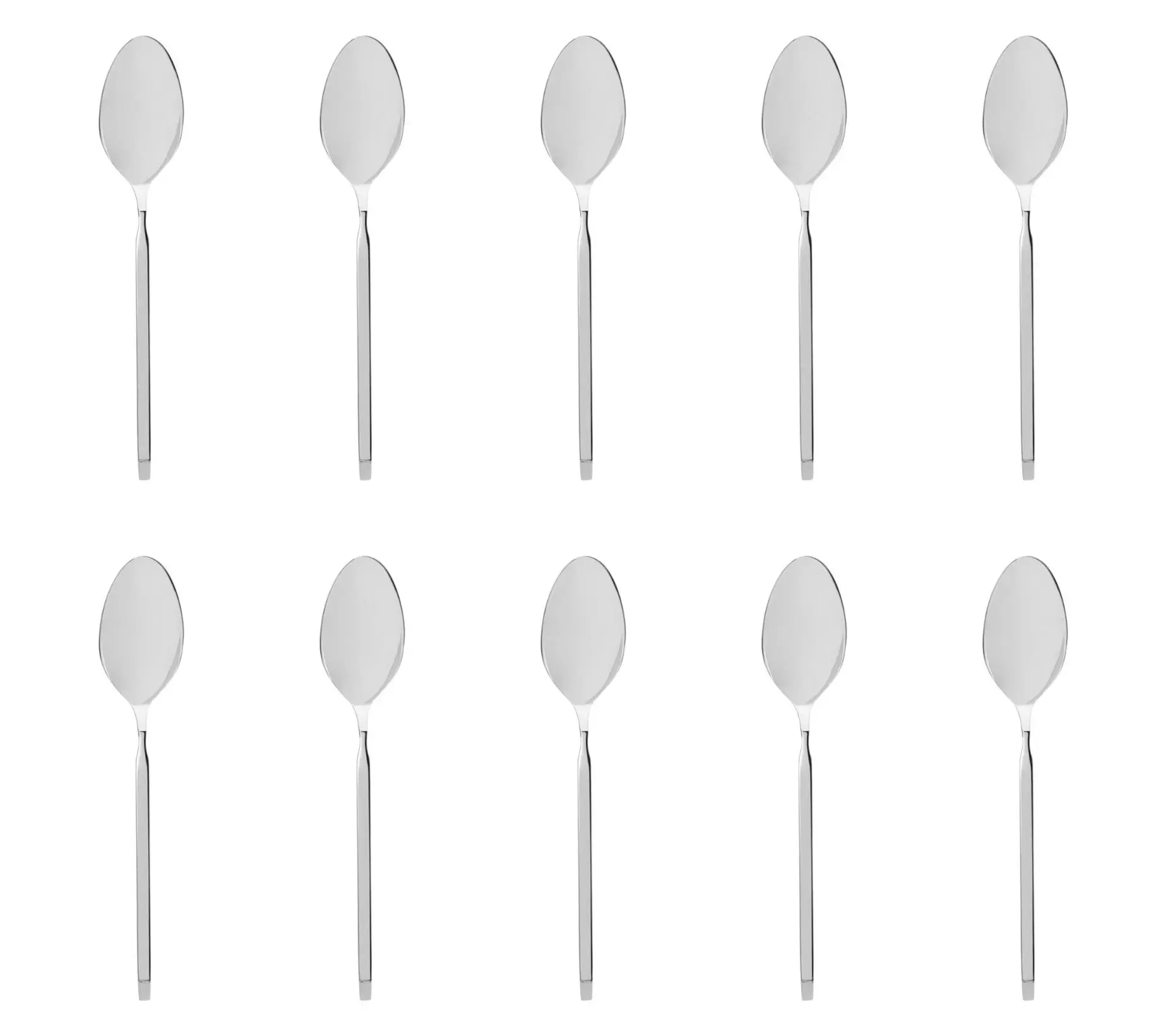 Godinger Set of 10 Ramp Mirrored 18/0 SS Teaspoons