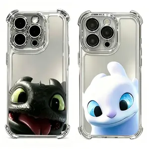 Lovely couple Toothless Fury Dragon Plating Phone Case  for iPhone 17, 16, 15, 14, 13, 12, 11 Pro Air Plus ProMax and Samsung S26-S22 Plus shock-absorbing phone cases, fashionable gift.