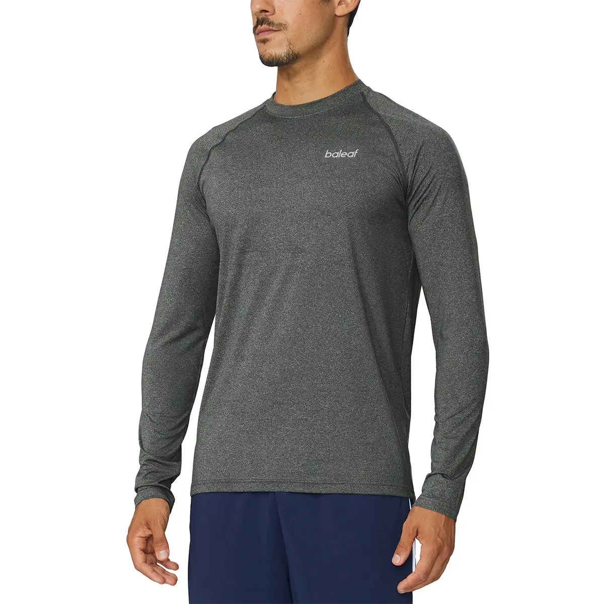 baleaf Men's Long Sleeve Quick Dry Workout Shirt, Moisture Wicking Activewear for Running, Gym and Athletics with Reflective Logo, Gym Tops
