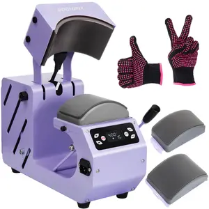 Auto Hat Heat Press Machine, Automatic Open/Release, 4 Memory Modes, Precise Temp/Timer Control, 6.54"x3.84"Curved Heat Plate, Hat Stretcher, for Caps, Sublimation, Vinyl, Heat Transfer