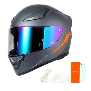 OTS Matte Black Orange Full Face Motorcycle Helmet Lightweight DOT Approved Durable Construction Breathable Liner Aerodynamic Design