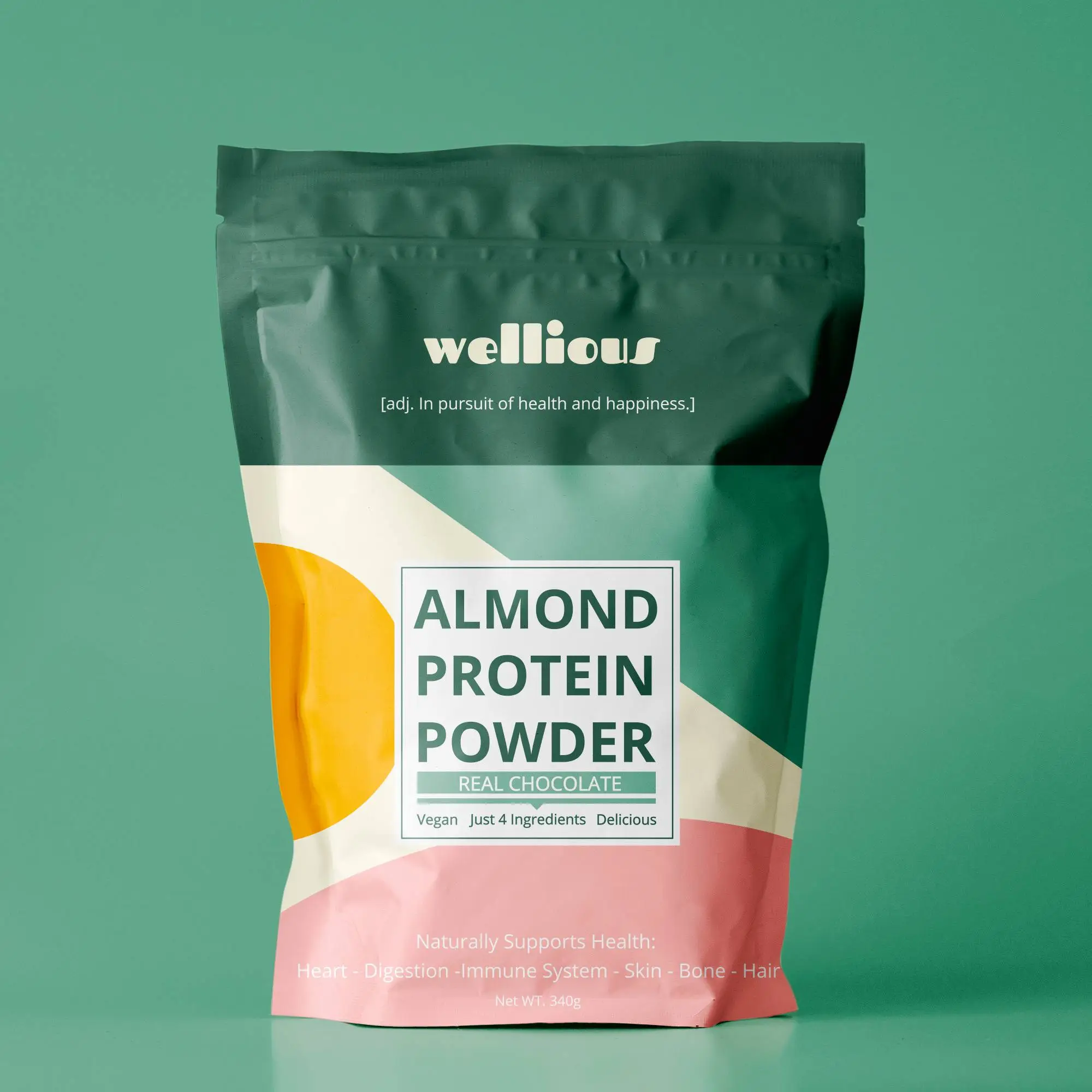 Wellious Protein Powder - Real Chocolate - Vegan, Plant-Based, Clean, Keto, Dairy-Free, Fiber, For Health and Fitness Healthcare Natural